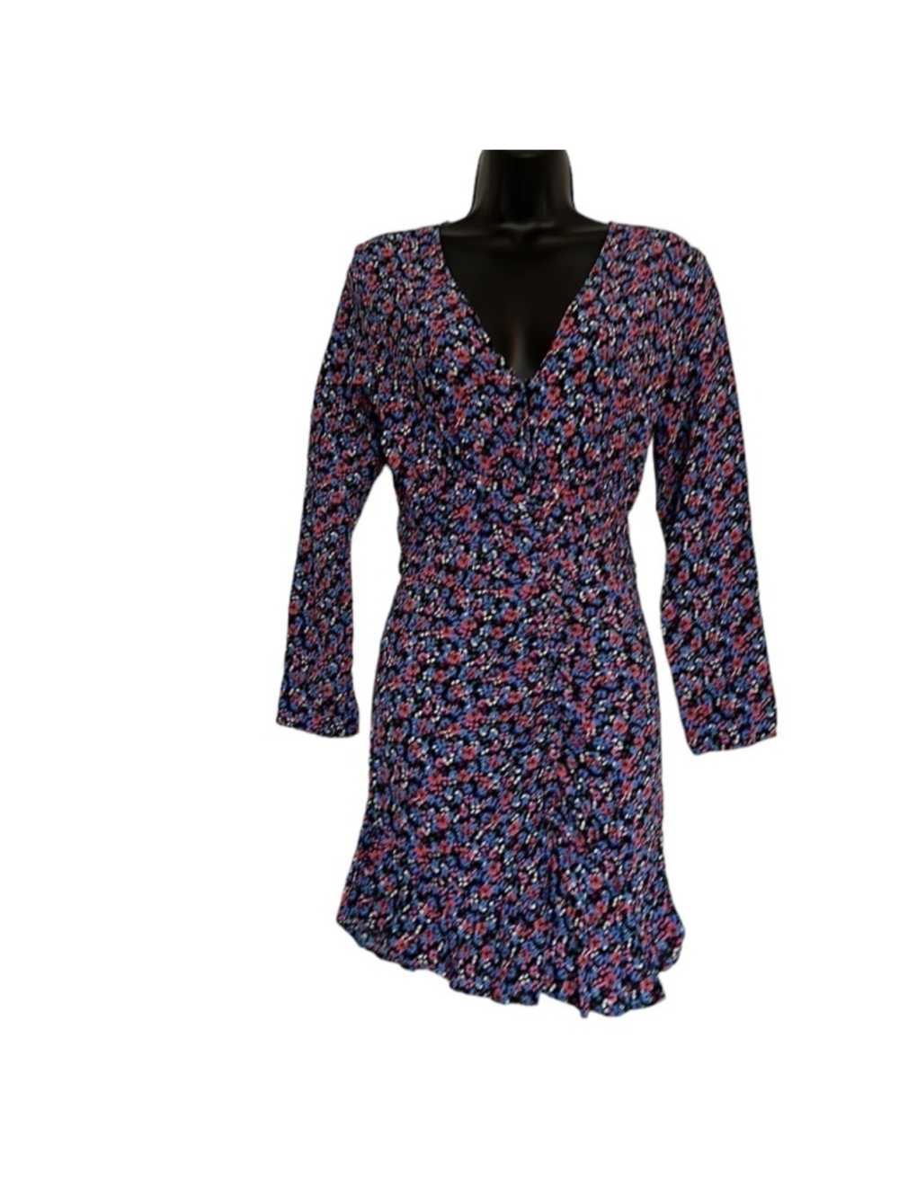 Zara dress ruched button front floral mini dress sz XS NWT - Picture 6 of 11